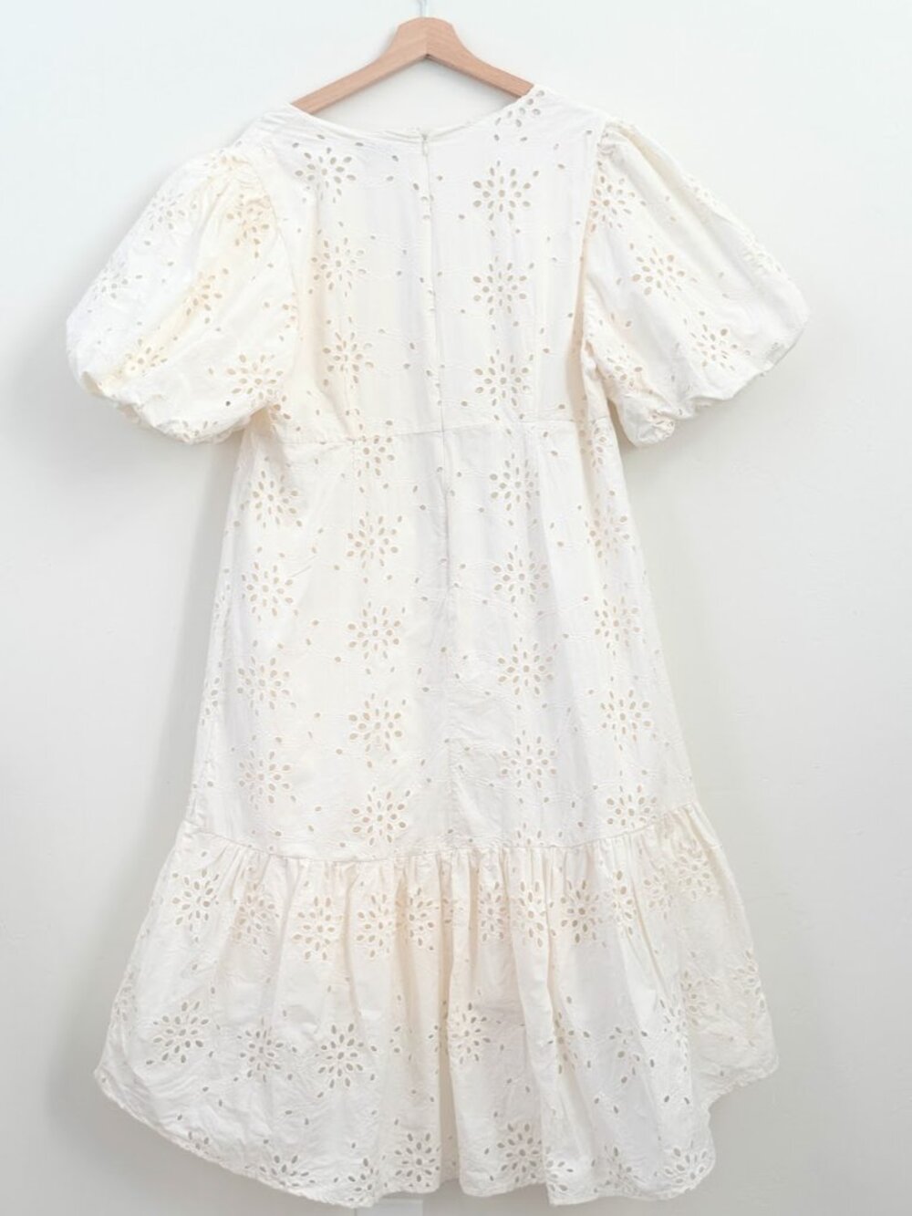 Gibson Latimer Eyelet Cotton Hi Low Dress Cream XXL Coastal Cottagecore - Picture 3 of 8